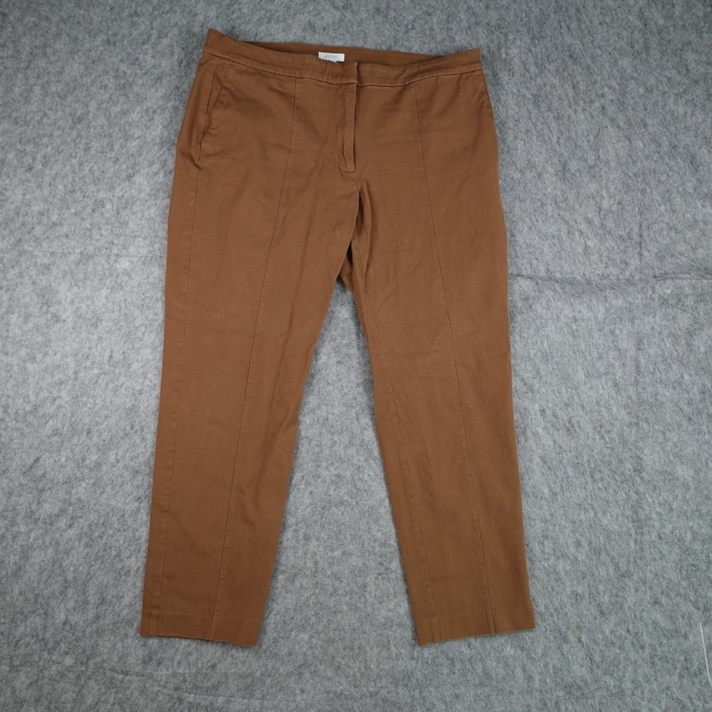 J Jill Pants Women 14 Brown Premium Bi Stretch Cotton Blend Trousers Office